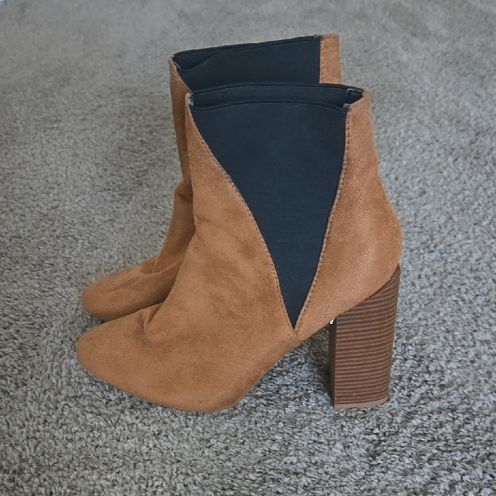 Tan and Black Women's Ankle Boots